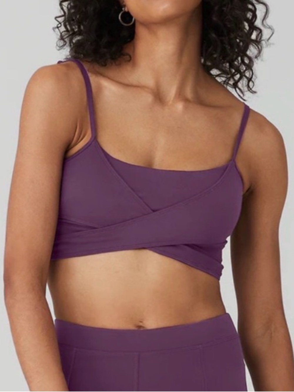 ALO Yoga Airbrush Enso Dark Plum Cross-Front Sports Bralette Size Medium